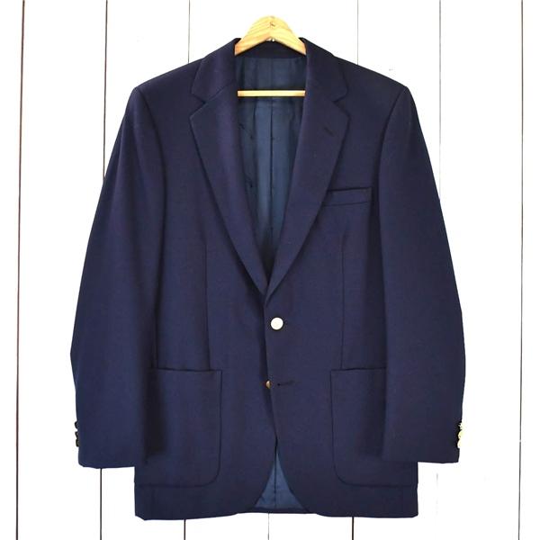 アクアスキュータム Aquascutum 金ボタン 2つボタン シングル 紺ブレザー ジャケット M...
