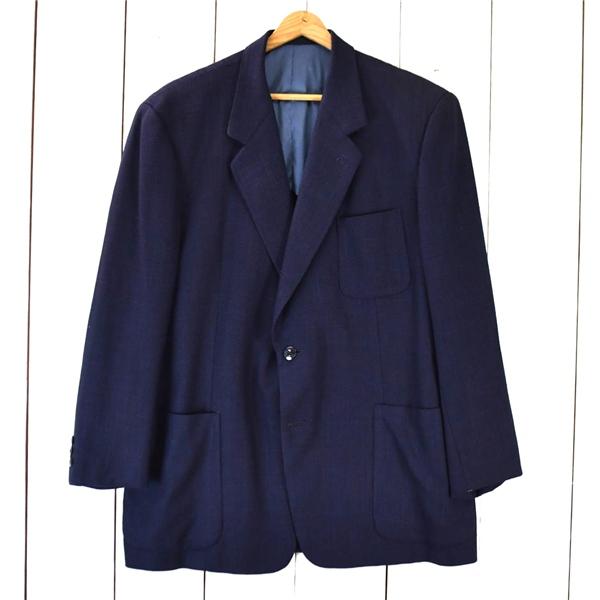 清川 KIYOKAWA 伊製ロロピアーナ生地 2つボタン シングル ジャケット L ダークネイビー ...