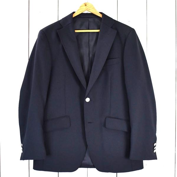 ユニクロ UNIQLO 銀ボタン 2つボタン シングル ジャケット M ダークネイビー 袖口3つ釦 ...