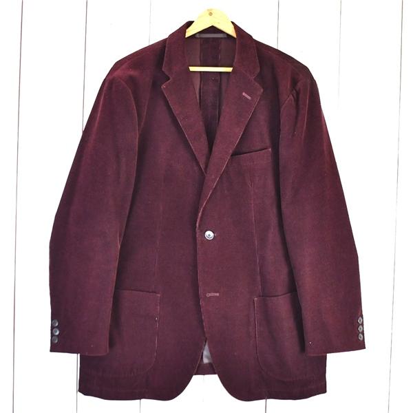 ユニクロ UNIQLO 2つボタン シングル コーデュロイ ジャケット XL ボルドー 袖口3つ釦 ...