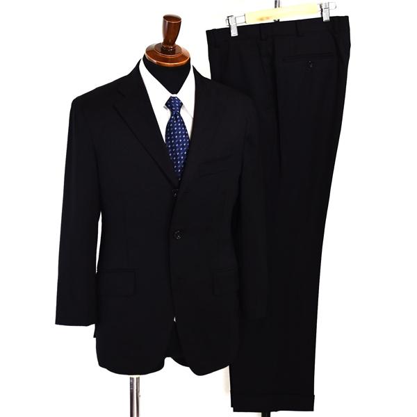azabu tailor 伊製生地 REDA 3つボタン シングルスーツ S AB3 ブラック 無地...