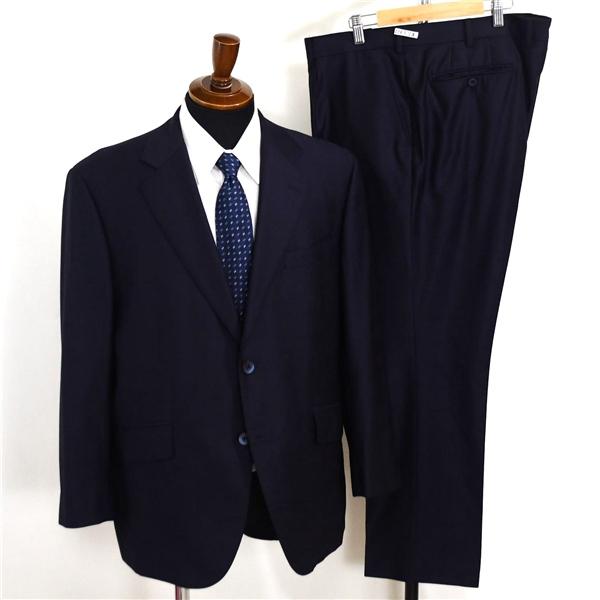 美品 SELFISH 伊製 ゼニア生地 2つボタン シングルスーツ XL BE6 ダークネイビー チ...