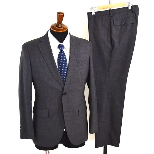 美品 スーツカンパニー 2つボタン シングルスーツ S A4 ダークグレー ノータック 袖口3つ釦 ...