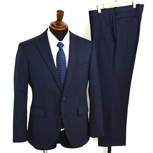 美品 ユニバーサルランゲージ 2つボタン シングルスーツ M AB5 ダークネイビー ノータック 袖...