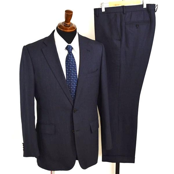 スーツカンパニー 2つボタン シングルスーツ M A6 ダークネイビー ノータック 袖口4つ釦 本切...