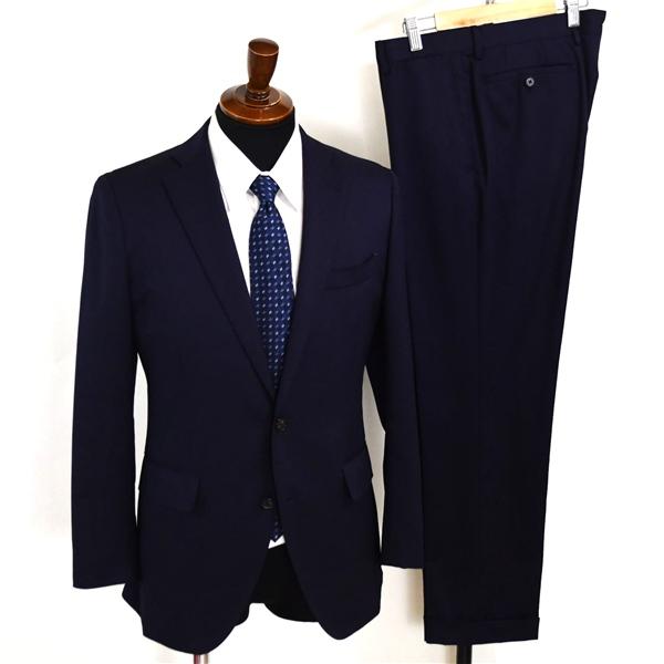 ユニバーサルランゲージ 伊製 カノニコ 110's 2つボタン シングルスーツ M YA6 ダークネ...