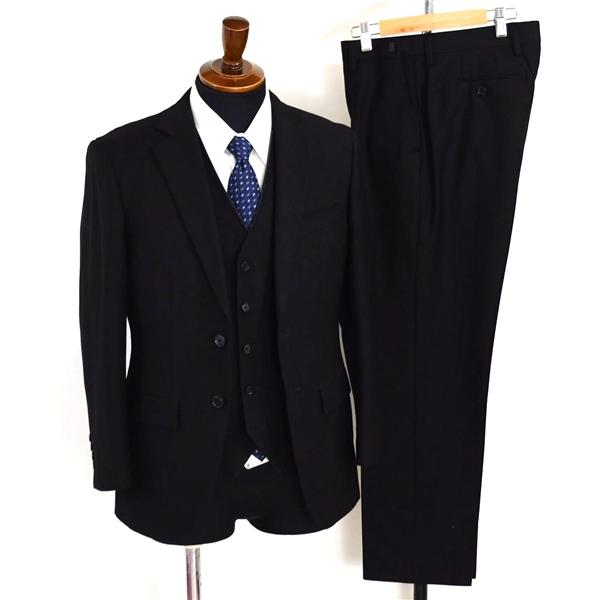 オリヒカ 3ピース 2つボタン シングルスーツ S A4 ブラック 黒 ノータック ブラックスーツ ...