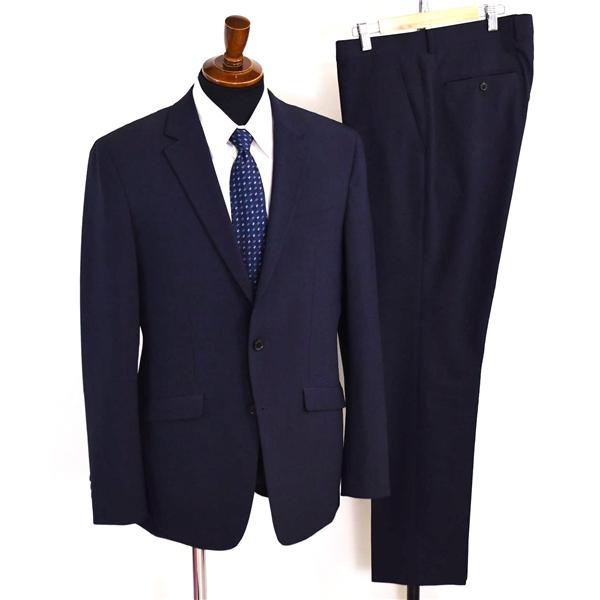 スーツセレクト 2つボタン シングルスーツ XL A8 ダークネイビー グレンチェック ノータック ...