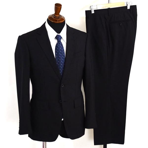 オリヒカ 2つボタン シングルスーツ M A5 ブラック ストライプ ノータック 袖口4つ釦 開き見...