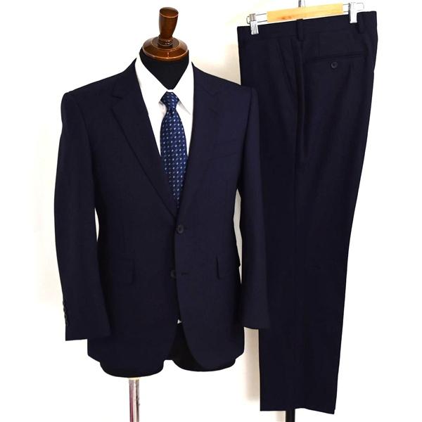 美品 Kintetsu 2つボタン シングルスーツ S A4 ダークネイビー ストライプ ノータック...
