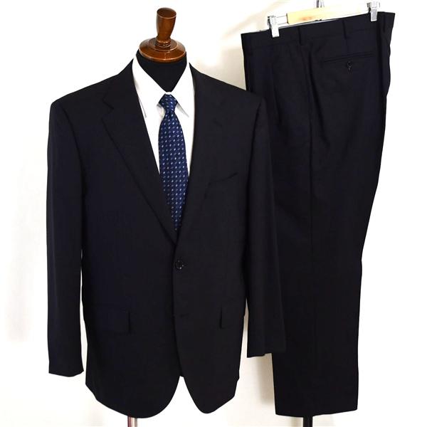 リーガル 2パンツ 2つボタン シングルスーツ XL BE6 ブラック ストライプ 袖口4つ釦 開き...