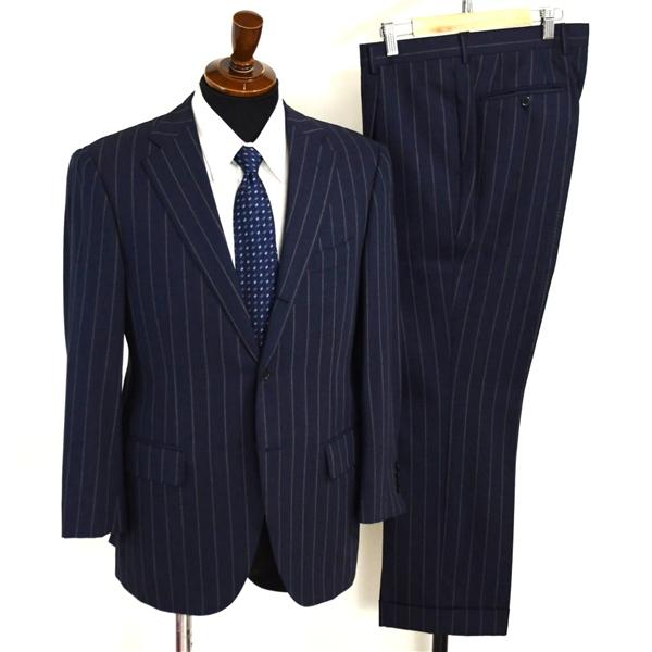 BEAMS F 伊製 ロロピアーナ生地 段返り 3つボタン シングルスーツ S A4 ダークネイビー...