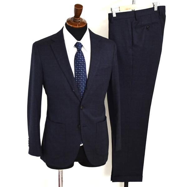 ユナイテッドアローズ 伊製生地 段返り 3つボタン シングルスーツ S A4 ダークネイビー グレン...