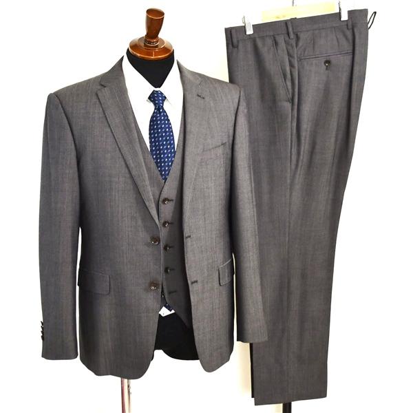 パーソンズ フォーメン 3ピース 2つボタン シングルスーツ M AB6 ダークグレー ストライプ ...
