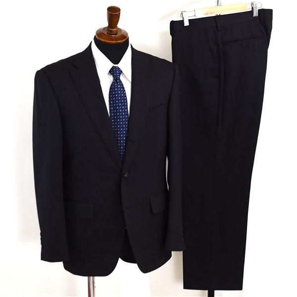 ONLY シルク混 段返り 3つボタン シングルスーツ M AB5 ブラック ストライプ ノータック...