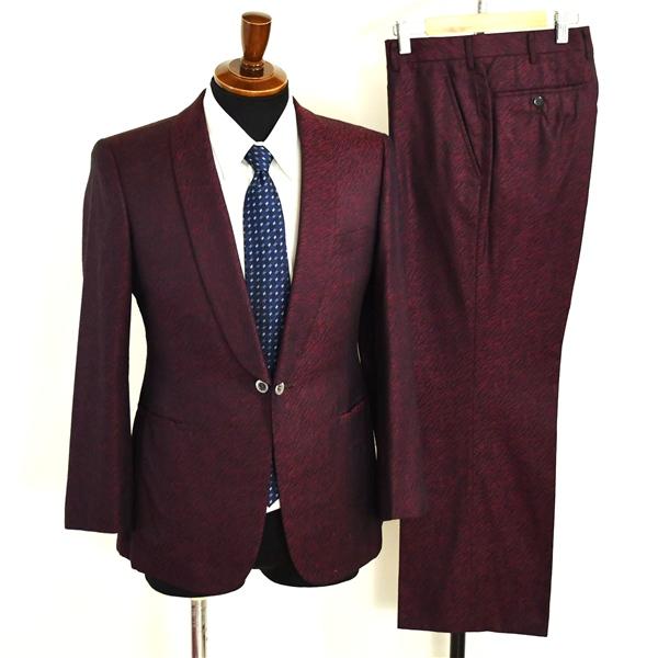Pret a Porter 拝みボタン 1つボタン シングルスーツ S A3 ダークレッド ストライ...