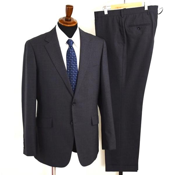 美品 パーソンズ フォーメン 2パンツ 2つボタン シングルスーツ L AB7 ダークグレー チェッ...