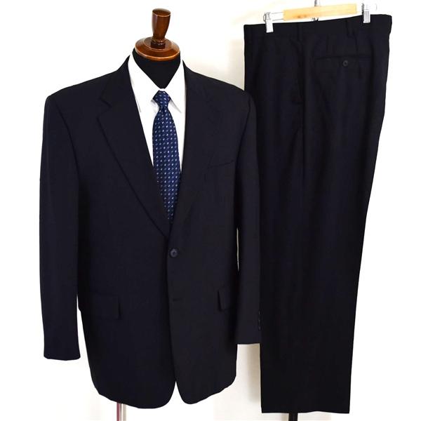 RUBICON 2パンツ 2つボタン シングルスーツ L AB7 ダークネイビー 袖口3つ釦 開き見...