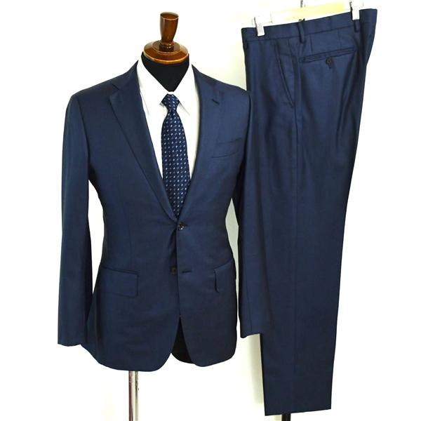 SHIPS 伊製 ロロピアーナ シルク混 3ピース 2つボタン シングルスーツ M A5 ダークネイ...