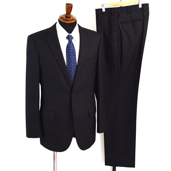 HILTON 伊製 グアベロ 130's生地 2つボタン シングルスーツ M YA7 ブラック ノー...