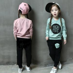 トレーナー パンツ セットアップ スウェット 韓国系子供服 キッズ 女の子 秋 冬 ロゴ 薄手 パステルカラー｜codomofuku-days