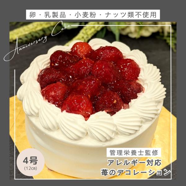卵 乳製品 小麦 ナッツ類不使用 4号 デコレーション 飾りあり 管理栄養士監修 アレルギー対応 フ...