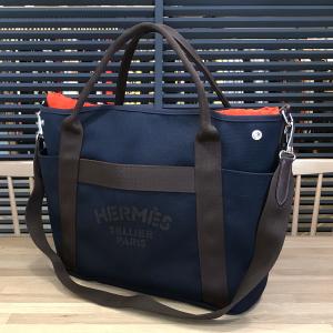 【超美品】エルメス サックドパンサージュ グルーム ネイビー 2WAY ショルダー トートバッグ C刻印 紺 15512