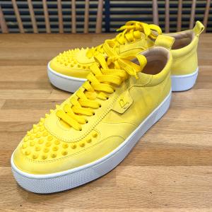 【美品】クリスチャンルブタン スパイクスタッズ ローカットスニーカー イエロー #42 約27cm HAPPYRUI SPIKES FLAT 15628