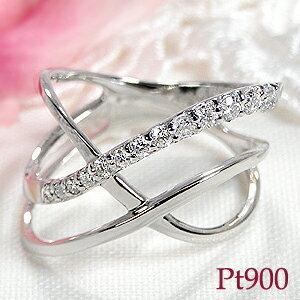 Pt900 クロス ダイヤモンド リング【0.25ct】【送料無料】人気  