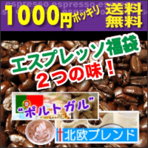 エスプレッソ用コーヒー豆 人気福袋ポルトガル&amp;北欧ブレンドset 各60g合計120g　メール便