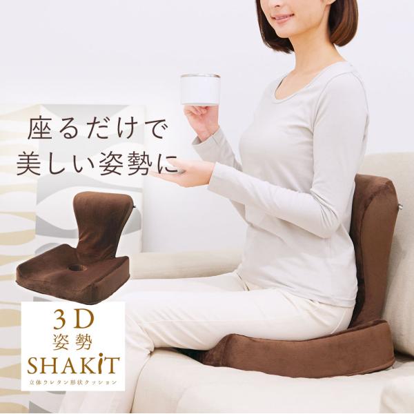 背もたれ付 クッション 座椅子クッション 美姿勢 背筋 腰痛 猫背 腰痛対策 3D姿勢シャキット  ...