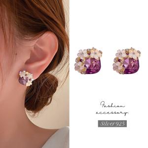 ピンク＆オレンジスリーフラワービーズピアスorイヤリング シルバー925