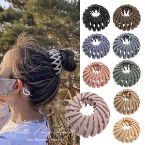 お団子クリップ　マットカラー　ヘアークリップ  ヘアアクセサリー　髪留め　まとめ髪　多毛　おしゃれ　ブラック　ベージュ　CR-30