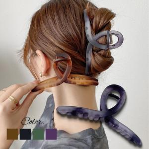 バンスクリップ くすみカラー ヘアクリップ クリア 艶 網目模様 上品