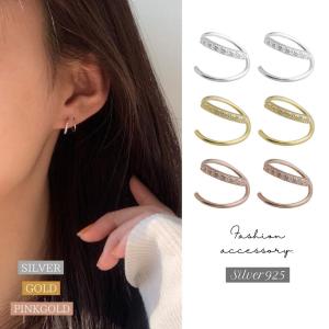 フープピアス　リング　シルバー925 アレルギー対応　高級感　小さめ　デイリー　螺旋　上品　ピンクゴールド　レディース　おしゃれ　人気　大人 PA-S69