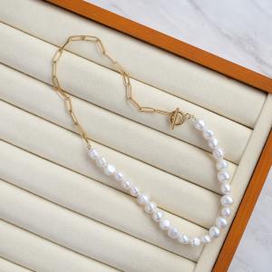 淡水バロックパール ロングネックレス 90cm 7-8mm オーバル 大粒