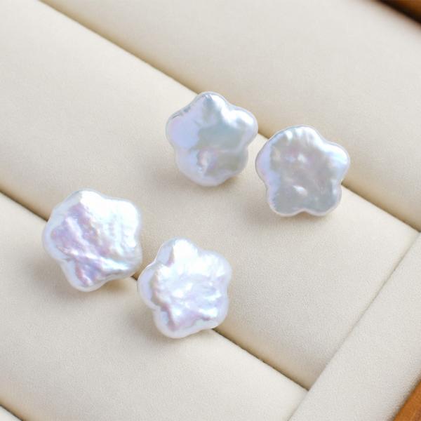 淡水バロックパール ピアス イヤリング / 約11.0〜13.0mm 大粒 コイン系バロック サージ...