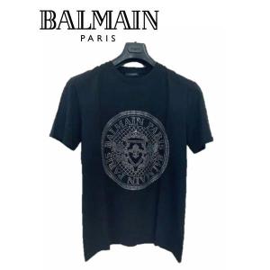 美品 バルマン BALMAIN ロゴTシャツ ブラック レッド ラインストーン BALMAIN（バルマン） 大幅値下げ中】特価 メンズ Tシャツ ブラック 黒
