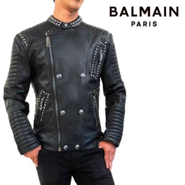 BALMAIN バルマン メンズ 8011 ライダース スタッズ ブランド アウター ジャケット エ...
