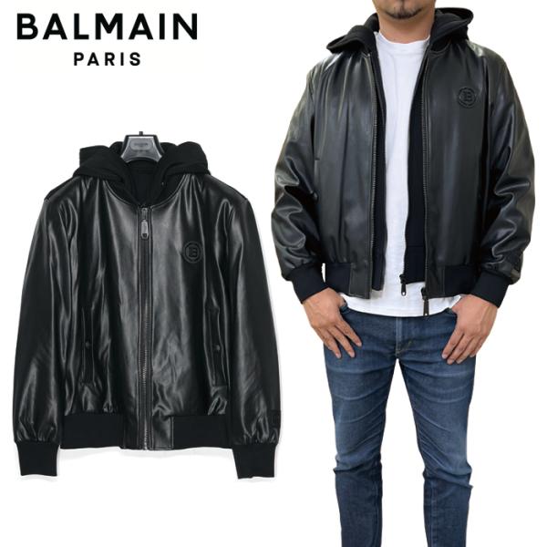BALMAIN バルマン メンズ ブルゾン ジャケット ブラック 黒 取り外し可能 パーカー 805...