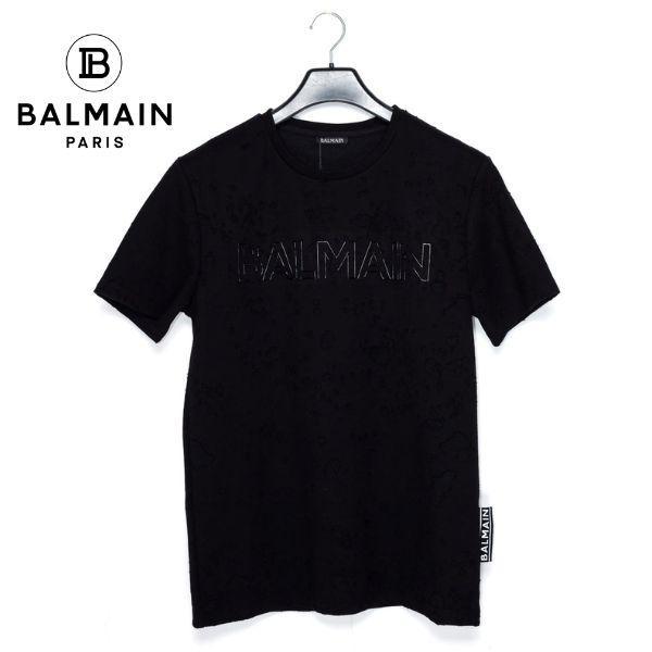 【大幅値下げ中】特価 BALMAIN バルマン メンズ Tシャツ ブラック 黒 BA13026 半袖...