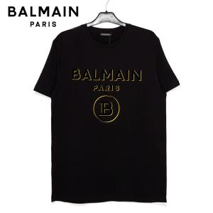 BALMAIN バルマン メンズ Tシャツ ブラック 黒 BA13245 半袖 ブランド イエロー ロゴ オシャレ プレゼント 誕生日 父の日 クリスマス バレンタイン｜Colemo