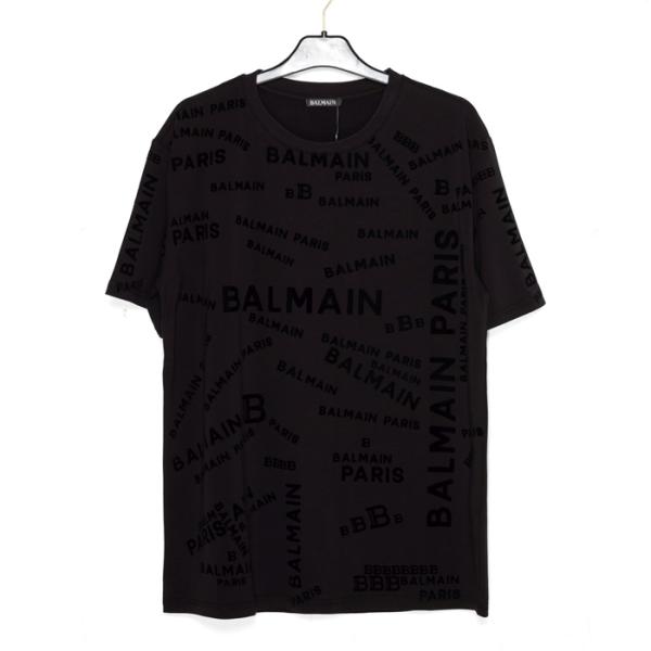 BALMAIN バルマン メンズ Tシャツ ブラック 黒 BA13472 半袖 ブランド ロゴ オシ...