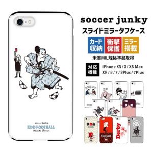 スマホケース iPhone11/11 Pro/11 Pro Max/XR/X/XS/XS Max/SE(第2世代)/8/7/8Plus/7Plus サッカー ジャンキー スライド ミラー 耐衝撃 ケース