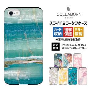 スマホケース iPhone11/11 Pro/11 Pro Max/XR/X/XS/XS Max/SE(第2世代)/8/7/8Plus/7Plus 大理石 スライド ミラー 耐衝撃 ケース カード収納