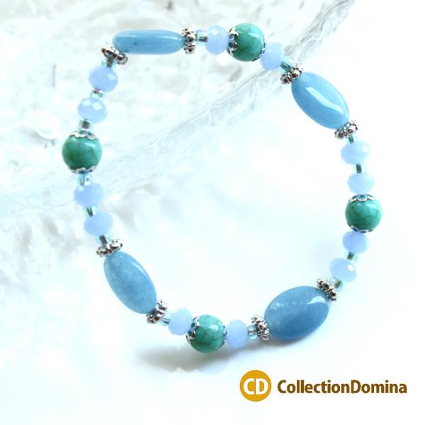 天然石 楕円 ターコイズ染めビーズ ターコイズ ブレスレット レディース アクセサリー 大人 カジュ...