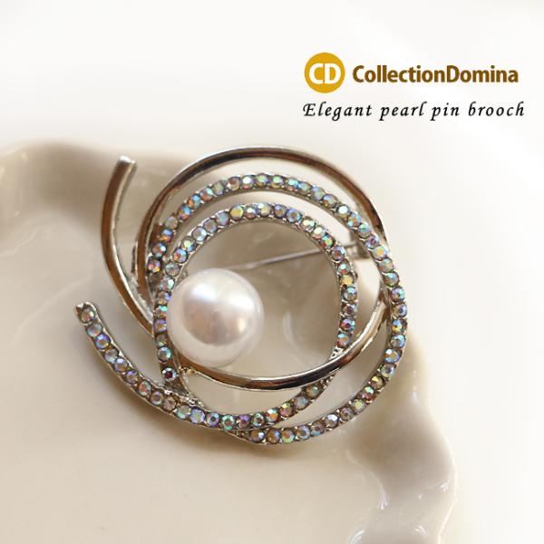 ブローチ レディース パール サークル ラインストーン フォーマル おしゃれ 卒業式 ブローチピン ...