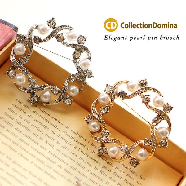 ブローチ レディース パール サークル ラインストーン フォーマル おしゃれ 卒業式 ブローチピン ...
