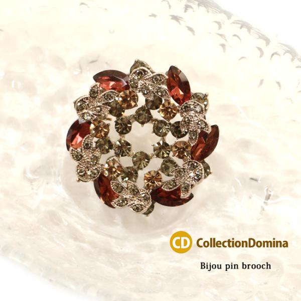 ブローチ レディース ビジュー キラキラ ブローチピン おしゃれ 普段使い 花 赤 大ぶり お呼ばれ...