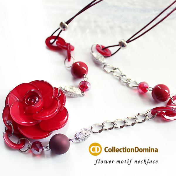 ネックレス レディース フラワー ロング 大ぶり お花  紐 ペンダント ハンドメイド シンプル 彼...